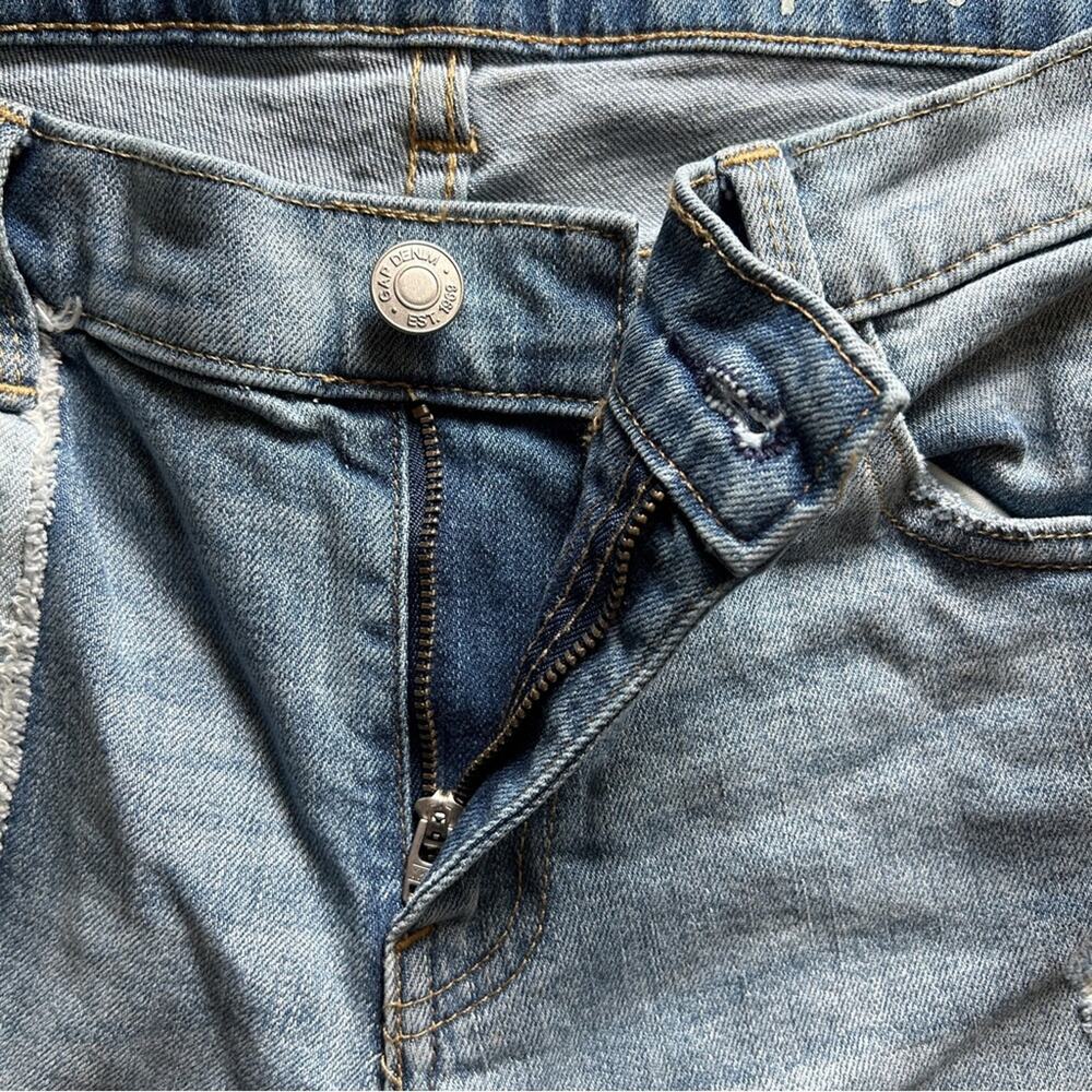 GAP Light Wash Distressed Rips Patchwork Mid-Rise… - image 10